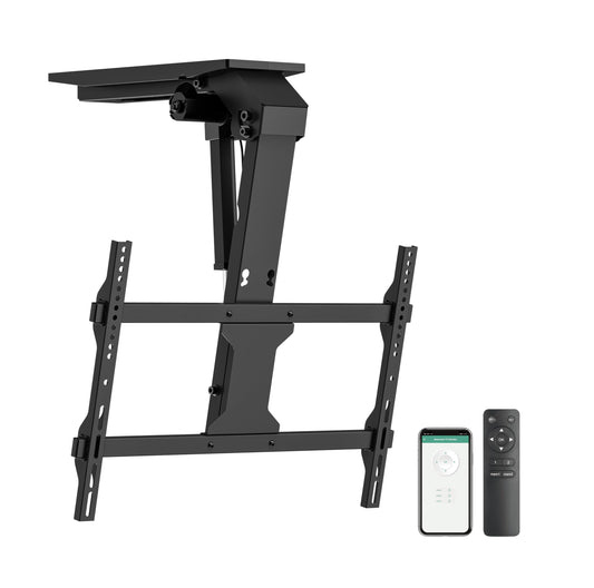 ynVISION.DESIGN Motorized Smart Electric TV Ceiling Mount - Ceiling TV Mount Flip Down 37-75 Inch, Max VESA 600x400 - Voice/App Controlled, RF Remote