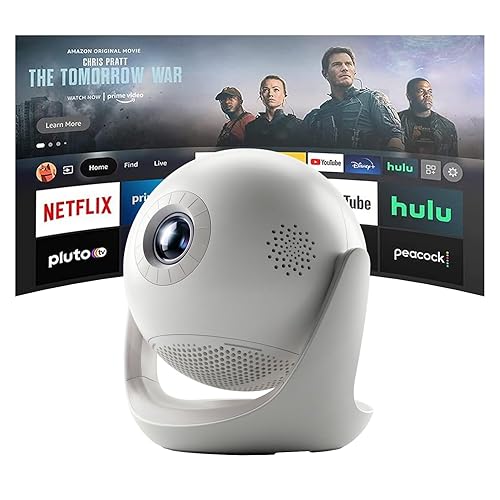 ?2026 Upgrade Version?Smart Portable Projector with WiFi 6 & Android TV, Spherical Movie Projector for Ceiling, 270° Rotating Gimbal Design, Bluetooth