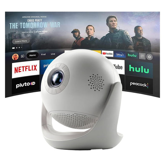 ?2026 Upgrade Version?Smart Portable Projector with WiFi 6 & Android TV, Spherical Movie Projector for Ceiling, 270° Rotating Gimbal Design, Bluetooth