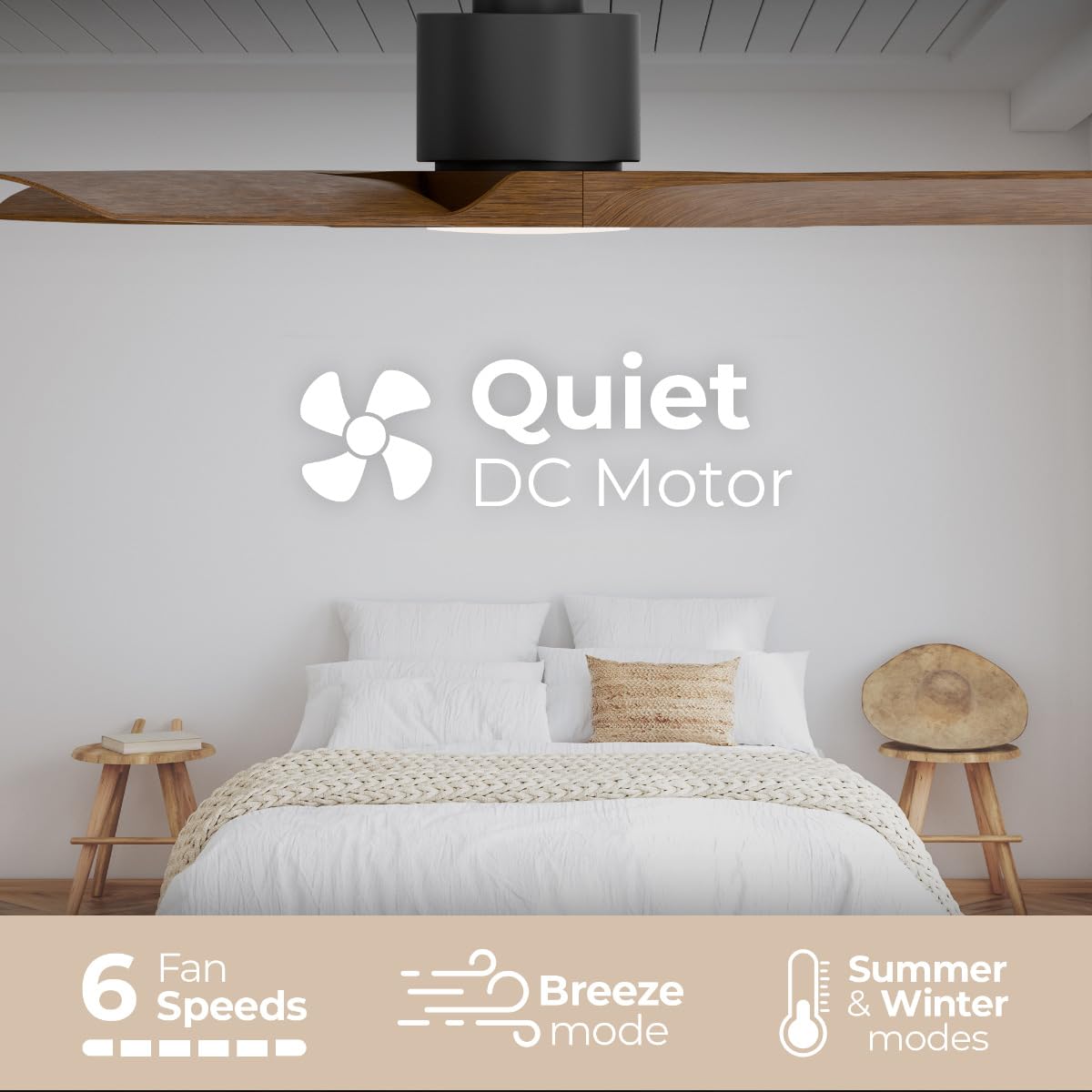 East Grove Home Delta Indoor or Outdoor 52in 3-Blade Smart Ceiling Fan 2700K-6000K CCT Tunable Range LED Light Kit with Black Hardware in Walnut