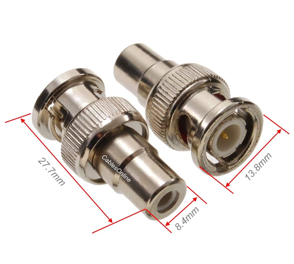 CablesOnline, 5-Pack RCA Female to BNC Twist-Lock Male 75-ohm Coaxial Adapters AV-A02-5