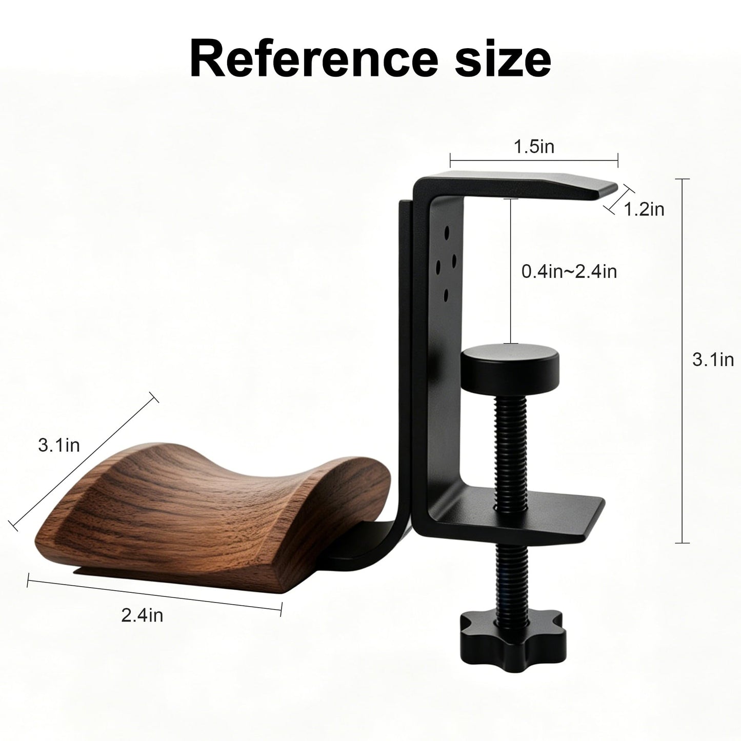 Miruchertter Headphone Holder Walnut Wood & Solid Metal Headset Hanger Stand for Desk Adjustable Design Ideal Headphone Stand for All Headphone Sizes