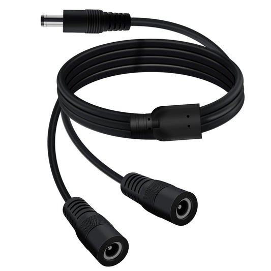 YINGAYOU DC Splitter Cable 5.5 x 2.1mm DC 2 Way Splitter 5V 6V 9V 12V 24V 3A, for Security Cameras, DVR, Router, Printer, LED Strip (1 Male 2 Female