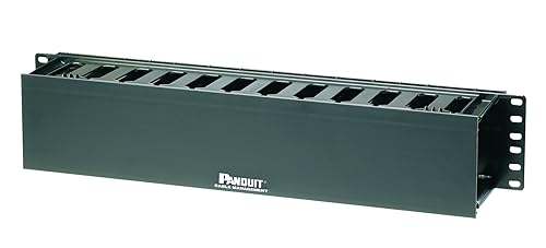 Panduit WMPF1E 2RU PatchLink Horizontal Single-Sided Cable Manager w/ Dual Hinged Front Cover, Black