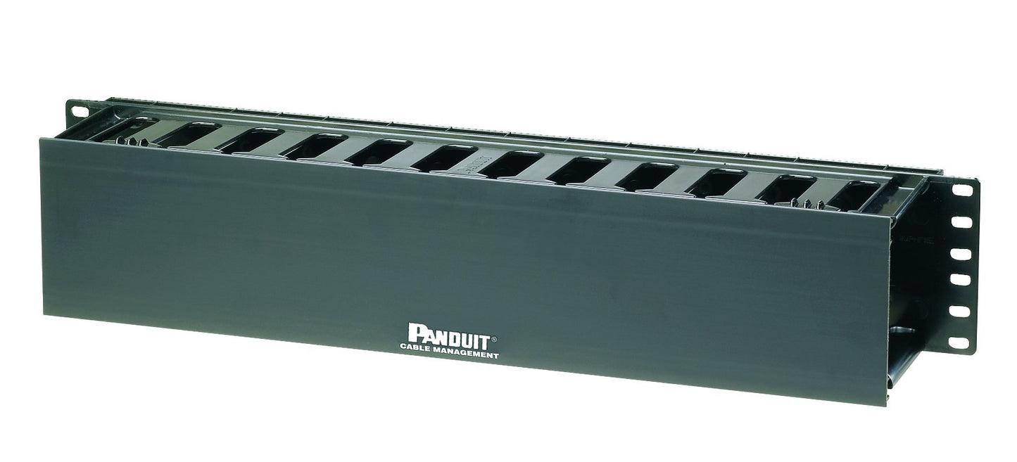 Panduit WMPF1E 2RU PatchLink Horizontal Single-Sided Cable Manager w/ Dual Hinged Front Cover, Black