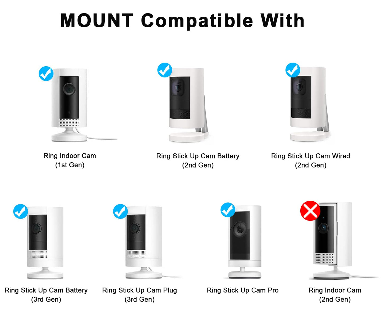 2 Pack Camera Wall Mount for Stick Up Cam 2nd & 3rd Gen,Also for Outdoor Cam Plus & Indoor Cam(1st Gen) Adjustable Ceiling Mount Perfect View Angle