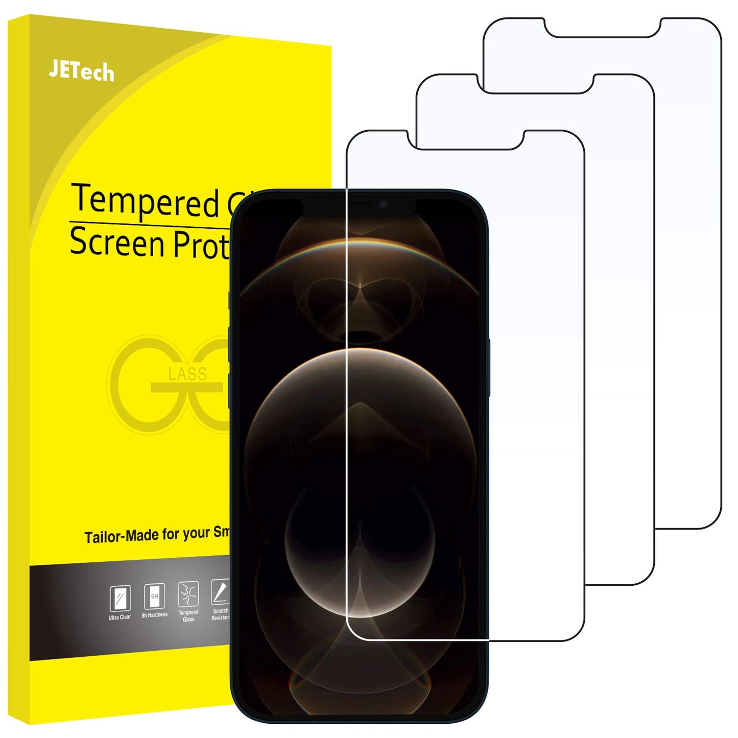 JETech Screen Protector for iPhone 12 Pro Max, 3-Pack