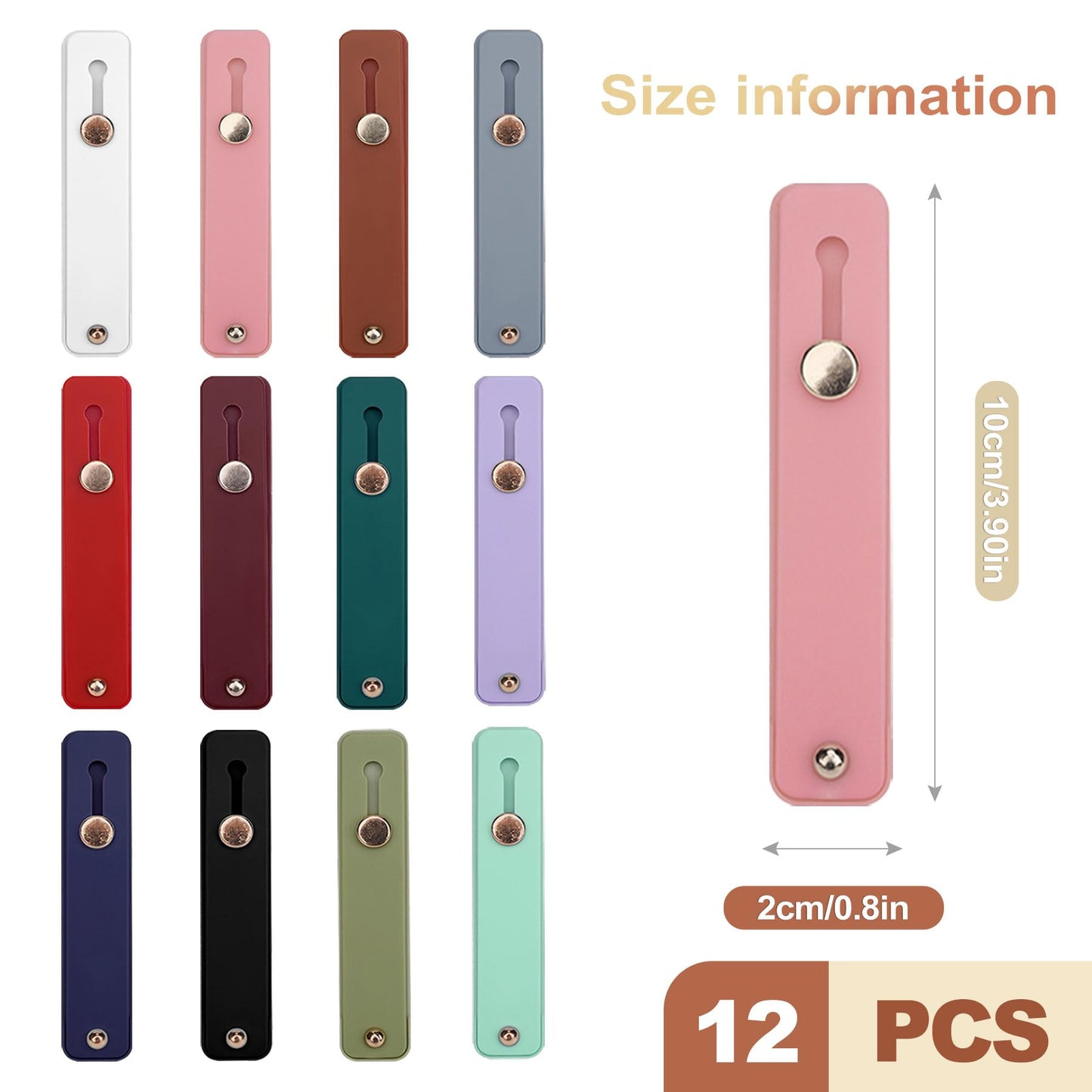 QivaZira 12 Pack Phone Finger Strap Silicone Grip Loop Holder for Universal Cell Phone Case Adhesive Back Loop for One Hand Operation Mobile Phone
