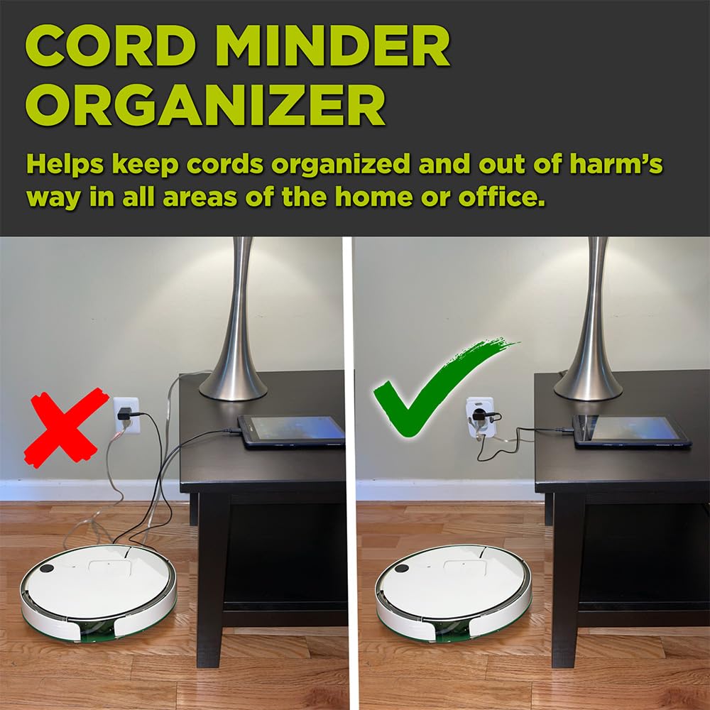 Cord Minder Organizer for Appliances, Charging Cords, Countertops & Desktops, Electrical Cord Winder & Wrapper, Outlet Covers, 4 Per Pack, Model
