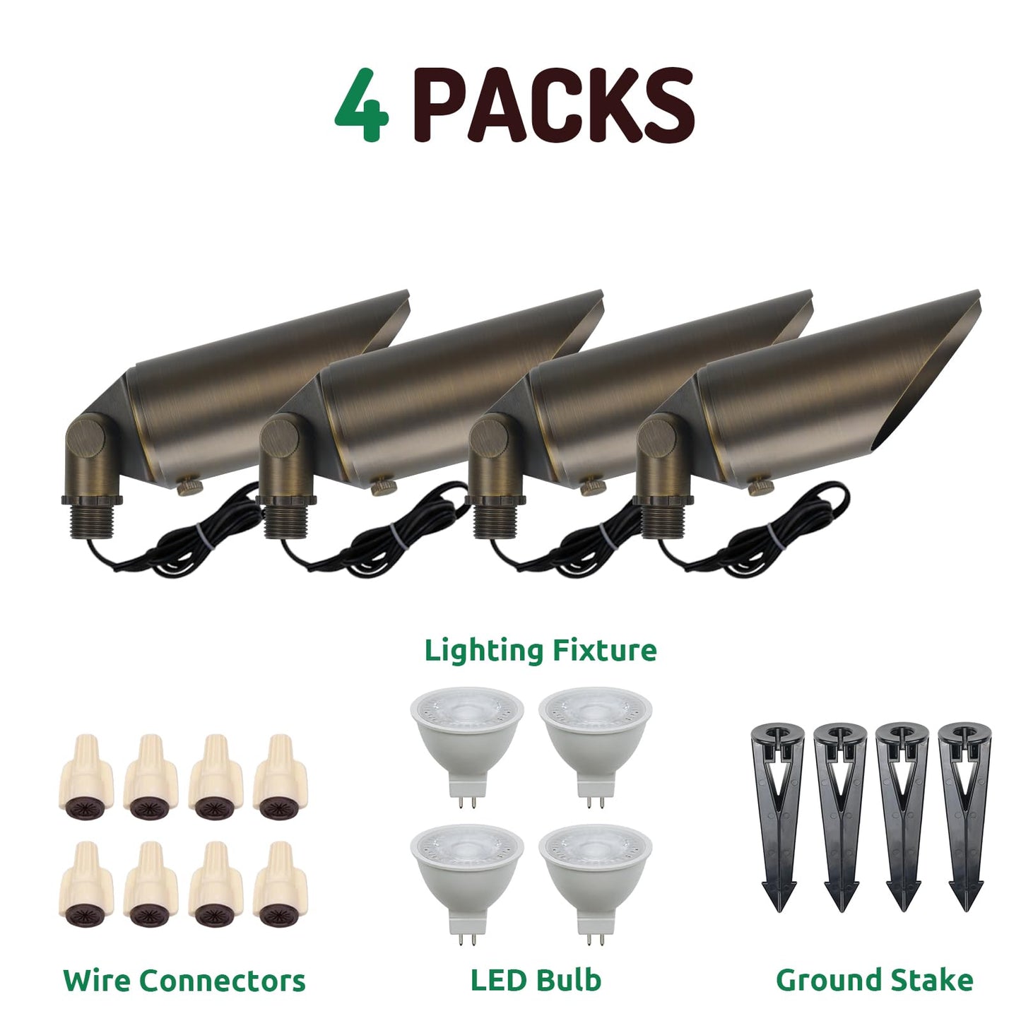 DOSHINE® Solid Brass Landscape LED Spotlights Outdoor Low Voltage Landscape Lighting AC/DC 12V Uplight Accent Light for Tree Garden Yard