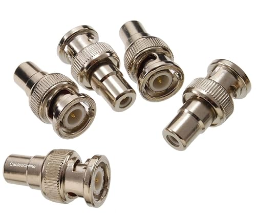 CablesOnline, 5-Pack RCA Female to BNC Twist-Lock Male 75-ohm Coaxial Adapters AV-A02-5