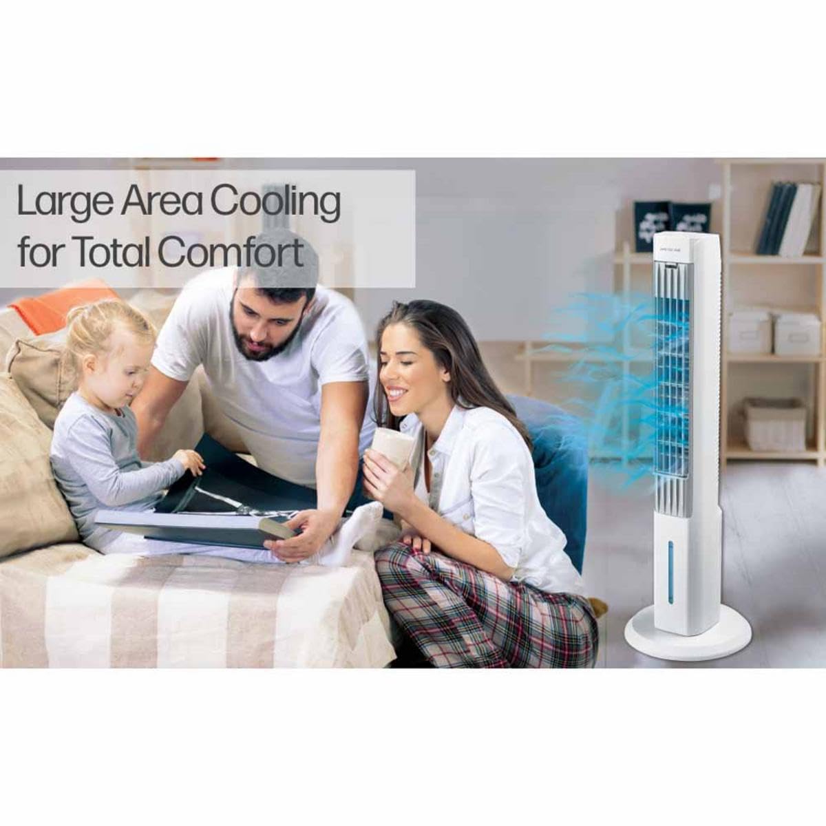 Arctic Air Tower+ Indoor Evaporative Cooler with Oscillating and Quiet Fan Function, Auto-Off Timer, 4 Fan Speeds, LED Night Light, 16-Hour Cooling