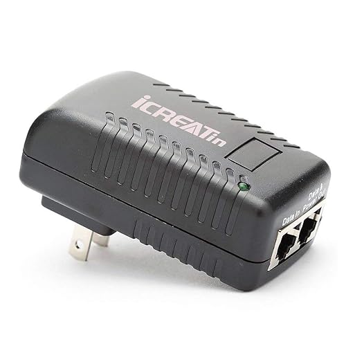 iCreatin Wall Plug POE Injector with 48v Power Supply 802.3af for Most Cisco/Polycom/Aastra Phones and More