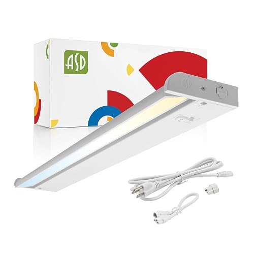 ASD Swivel LED Under Cabinet Lighting Plug in or Hardwired 24 Inch, Dimmable Under Cabinet Lights with High/Low/Off Switch, 3CCT 2700K-4000K, Linkable