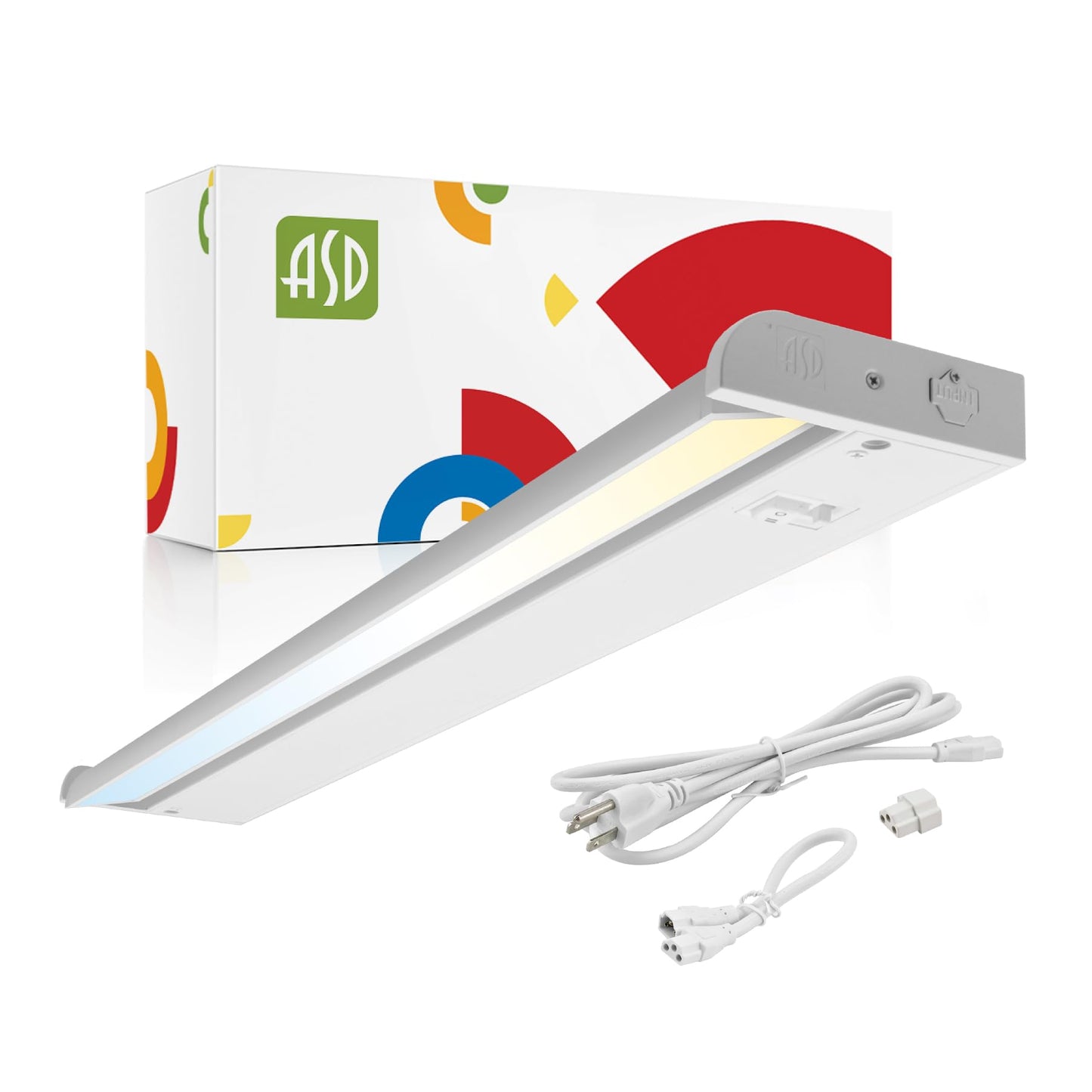 ASD Swivel LED Under Cabinet Lighting Plug in or Hardwired 24 Inch, Dimmable Under Cabinet Lights with High/Low/Off Switch, 3CCT 2700K-4000K, Linkable