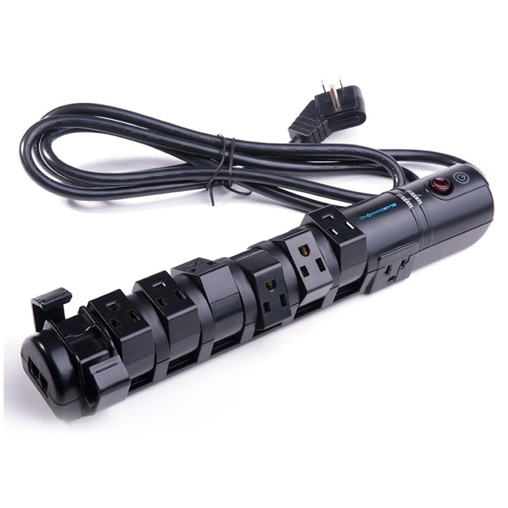 BlueDiamond 8-Rotating Outlets Surge Protector -With 2600 Joule & 6 Feet Heavy Dutty Cable & Flat Offset - Phone Line Protection