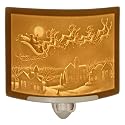 The Porcelain Garden Santa's Flight - Porcelain Lithophane Nightlight Decorative wall Plug in Nursery, Bedroom, Kitchen, Bath, Hallway Christmas
