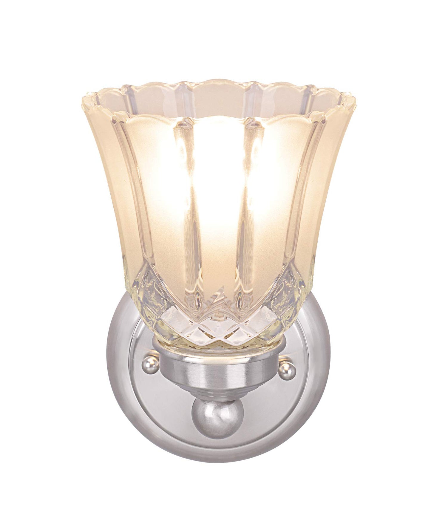 Aspen Creative 62170-1A, One-Light Metal Bathroom Vanity Wall Light Fixture, 4-3/4" Wide, Transitional Design in Satin Nickel