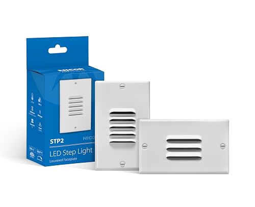 STP2 Louvered White LED Step Light with Photocell (STP2L120WHPC)