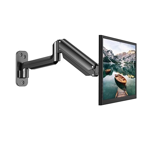 HUANUO Single Monitor Wall Mount for 13 to 32 Inch Computer Screen, Gaming Monitor Wall Mount Arm Holds up to 17.6lbs, Height Adjustable Full Motion