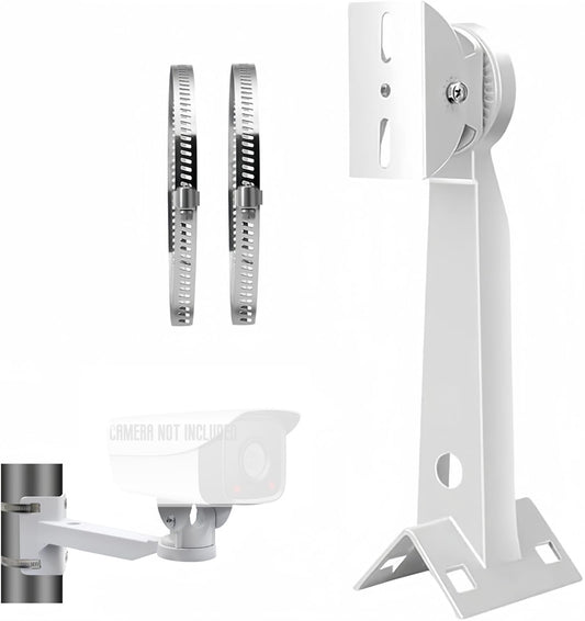 V-Fiabilidad 11.8'' (300mm) Heavy Duty CCTV Camera Mount Bracket - Weatherproof Pole/Wall/Corner Mount, Adjustable 90° Tilt for Bullet/PTZ/Dome IP