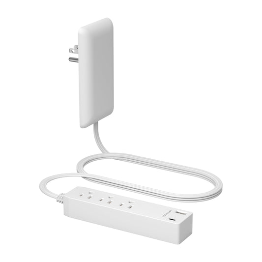 LIDER Outlet Extender with 3 Receptacles, 12W USB Type-A, and USB Type-C, USB Port, Ultra-Thin Wall Plate Plug with Cord Extender, 3-Outlet Power