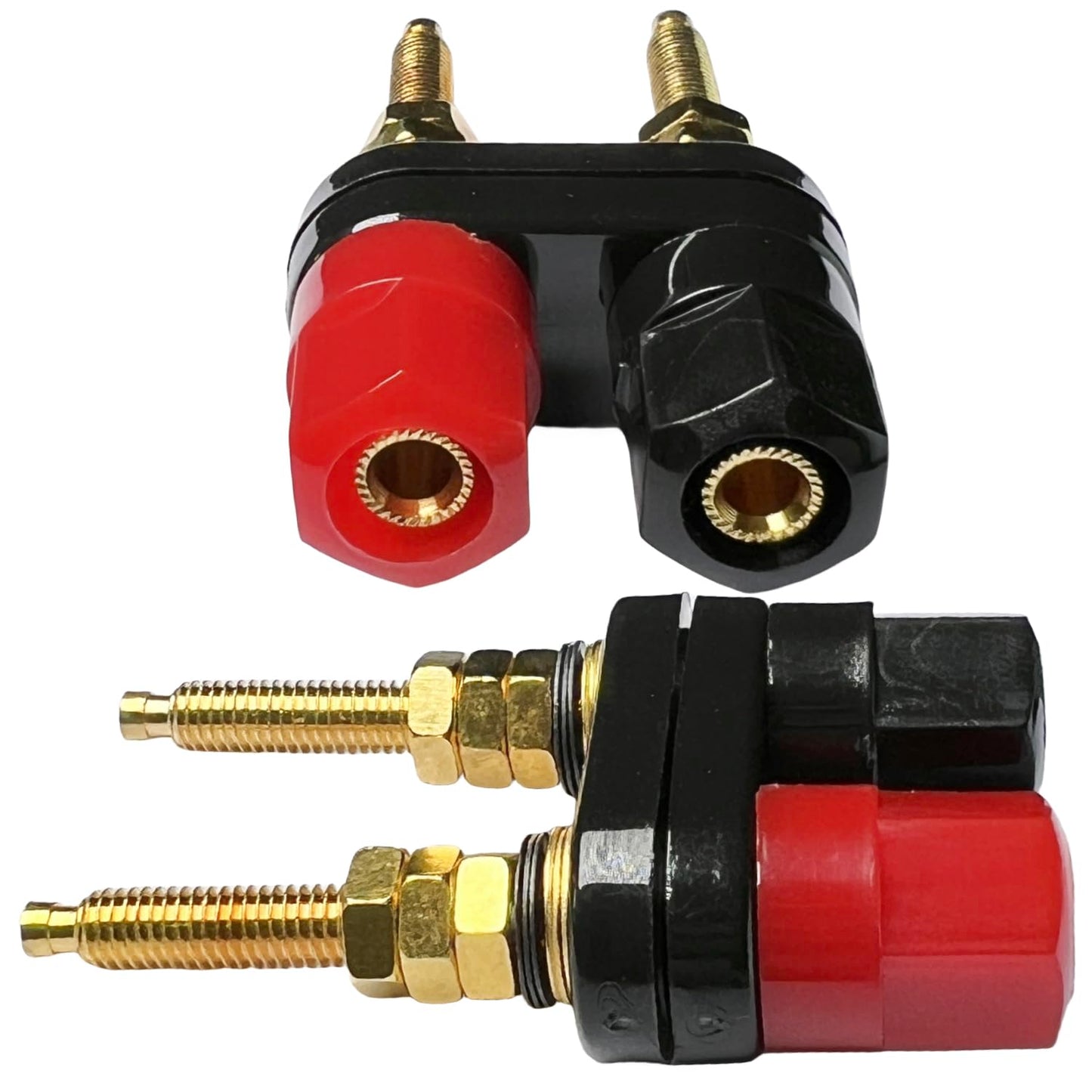 CESS Dual Binding Post Terminal - Amplifier/Speaker/Power Cable Connector - Banana Jack Socket - Length 2.3" (2 Pack)