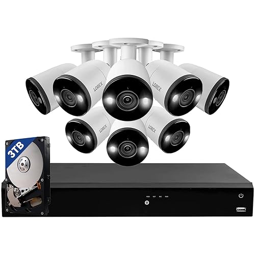 Lorex Fusion 4K Security Camera System w 3TB NVR - 16 Channel Wired Home Security w 8 Metal Cameras - Motion Detection, Active Deterrence, 2-Way