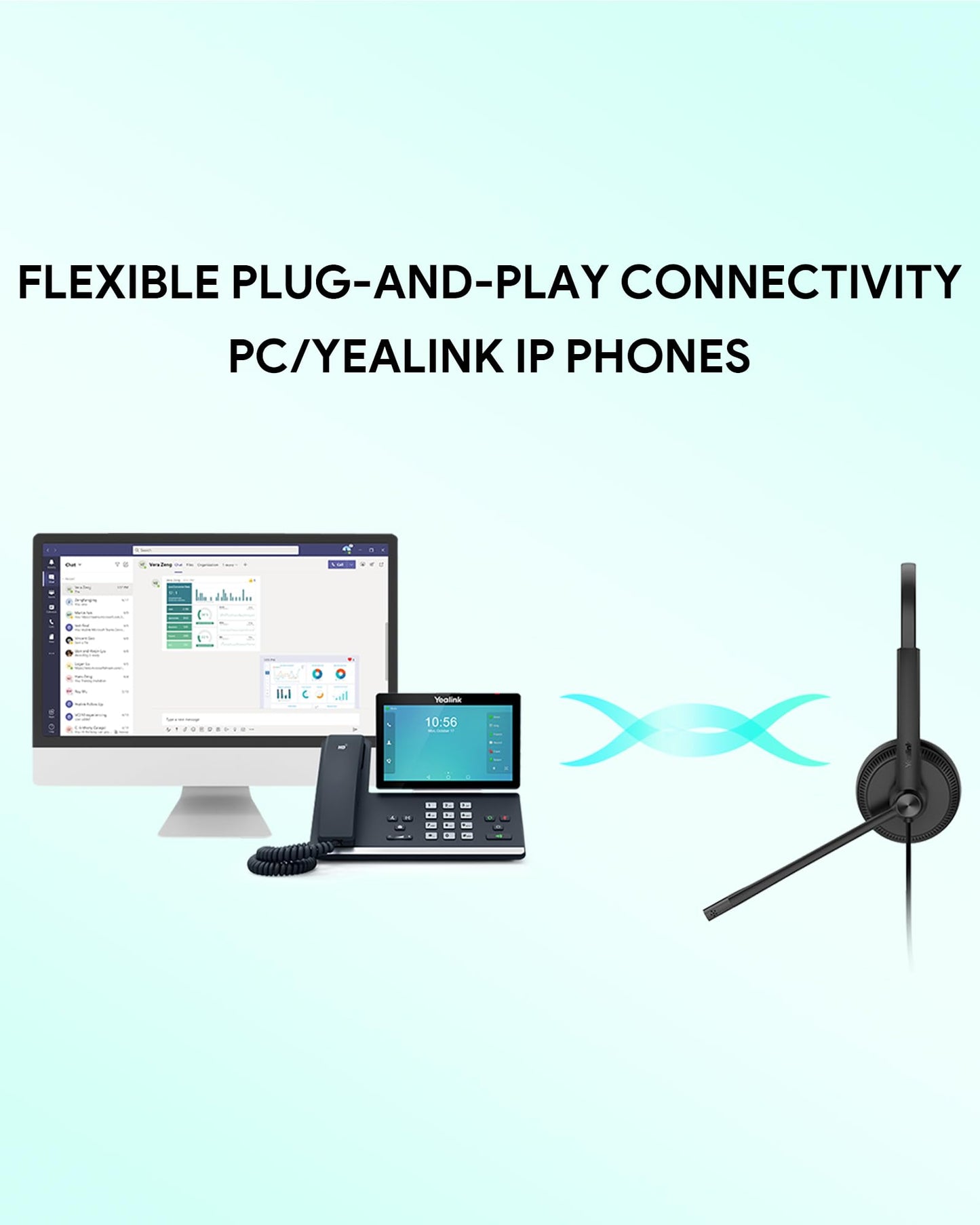 Yealink UH34 USB Headset with Mic, Teams Certified, Wired Headphones with Noise Cancelling Microphone for Laptop Computer PC, in-Line Controls…