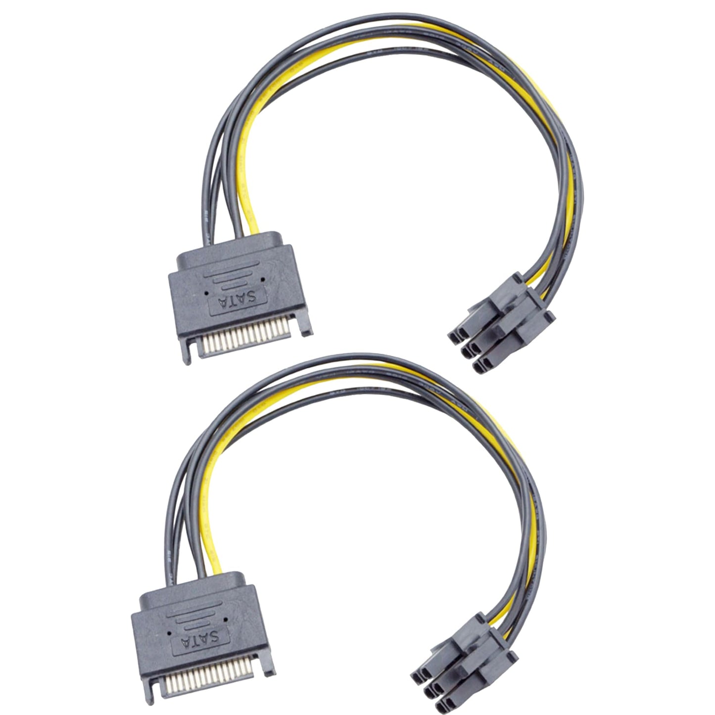 ELFJMZP SATA 15 PIN to ATX 6PIN Adapter GPU Power Cable 8.7in/22.0cm(Pack of 2)