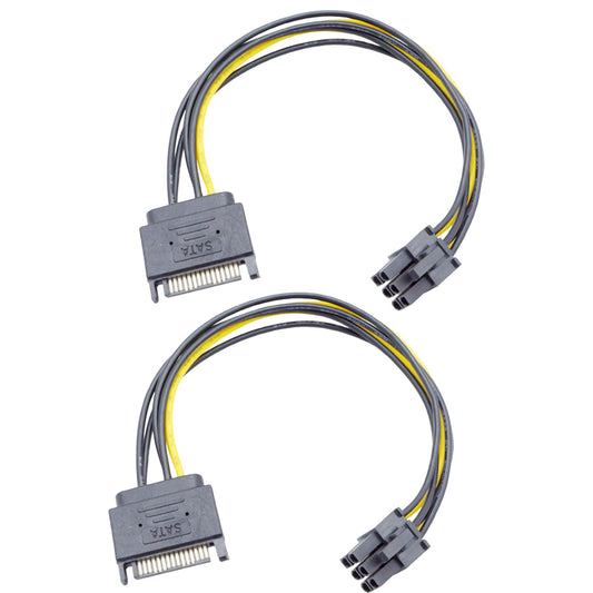 ELFJMZP SATA 15 PIN to ATX 6PIN Adapter GPU Power Cable 8.7in/22.0cm(Pack of 2)