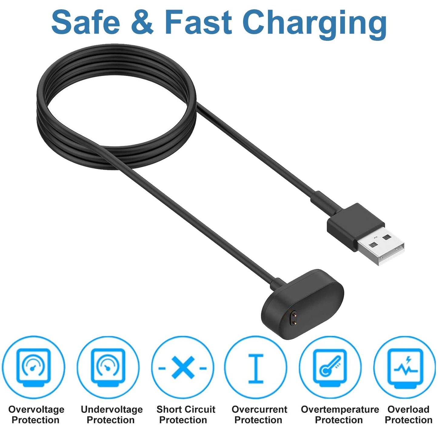 EXMRAT Compatible with Fitbit Inspire Charger, Replacement Charging Cable Cord for Fitbit Inspire & Inspire HR Fitness Tracker (Black)