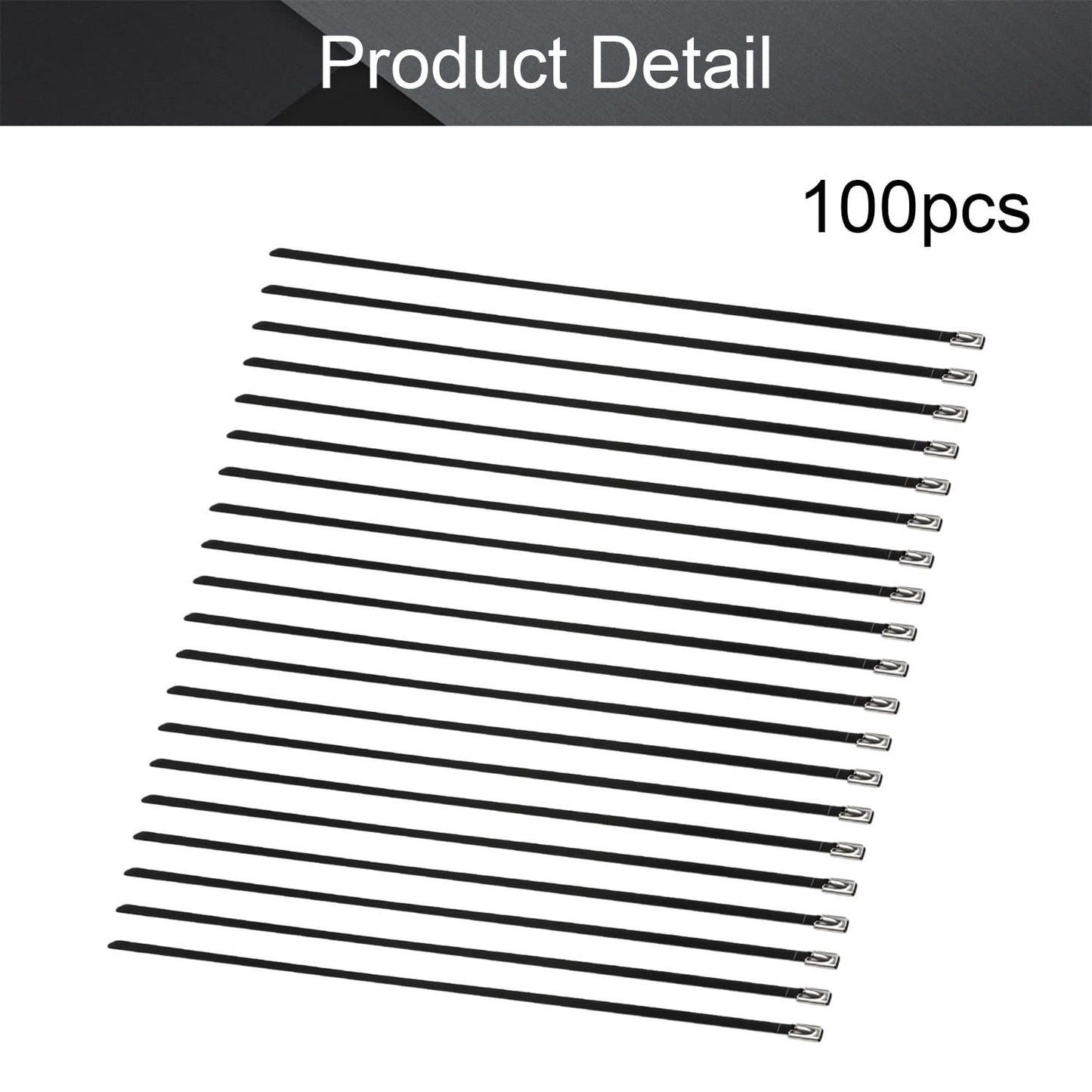 MroMax Stainless Steel Zip Ties 11.8 inches x 0.18 inches Metal Exhaust Wrap Multi-Purpose Electrical Cable Locking Cord Management Straps 100pcs