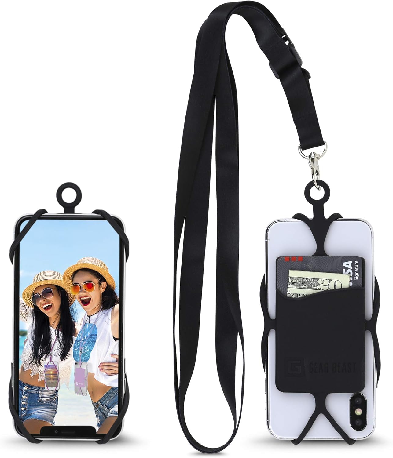 Gear Beast Universal Crossbody Pocket Cell Phone Lanyard Compatible with iPhone, Galaxy & Most Smartphones, Includes Phone Case Holder,Neck Strap