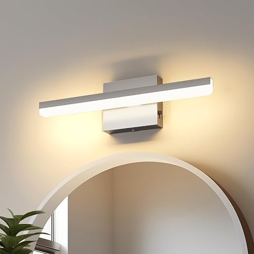 Pasoar LED Modern Bathroom Light Fixtures 12W Brushed Nickel Vanity Lights Bar 5CCT Dimmable ixture Over Mirror Vanity Light for Bathroom Lighting