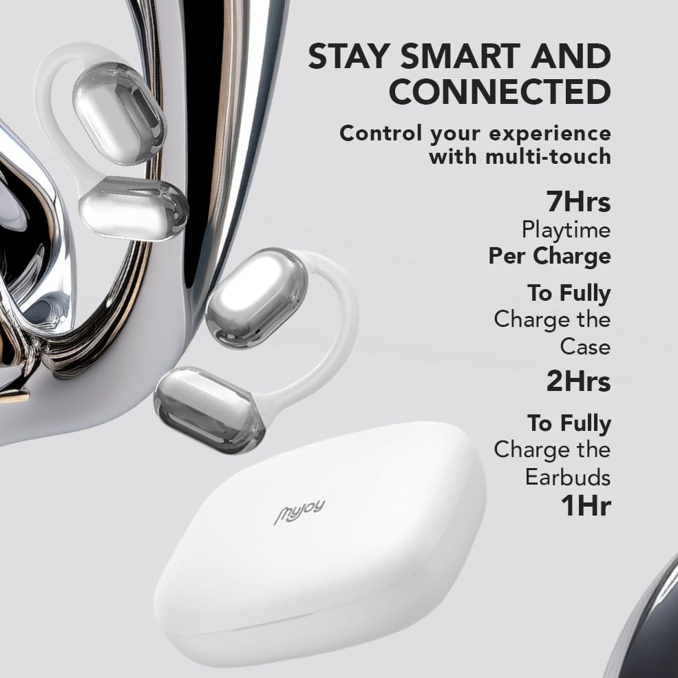MyJoy Air Open Ear Earbuds, Wireless Bluetooth Open Earbuds Over The Ear Headphones with Microphone for Work & Workouts, Sweatproof Multi-Touch Open…