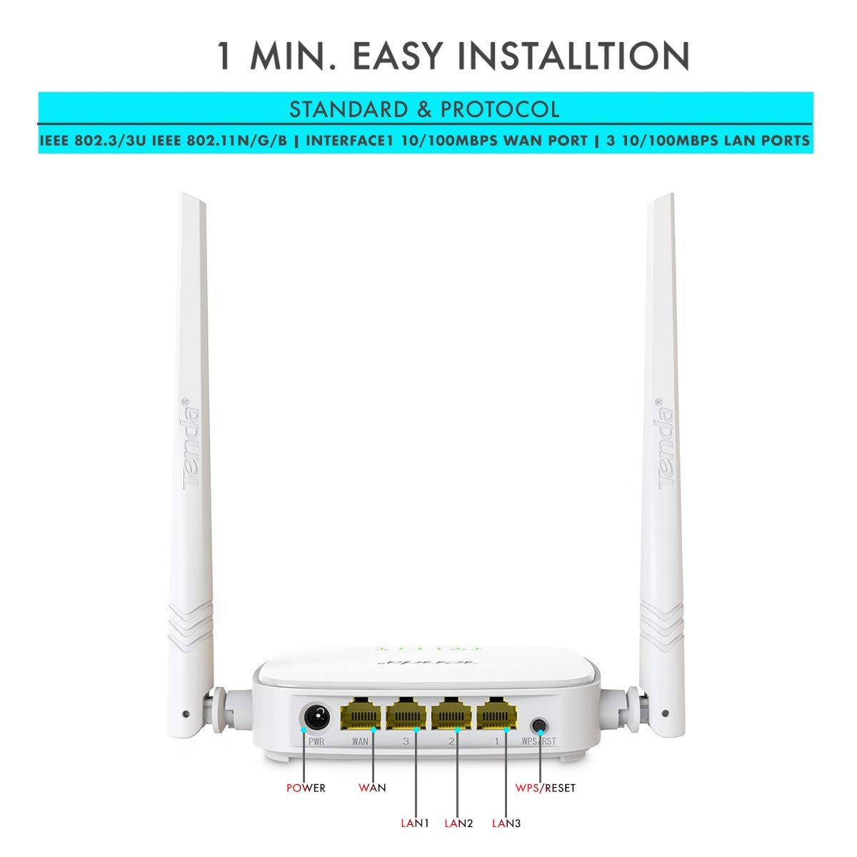 Tenda N300 Wireless Wi-Fi Router - Easy Setup, Up tp 300Mbps (N301)