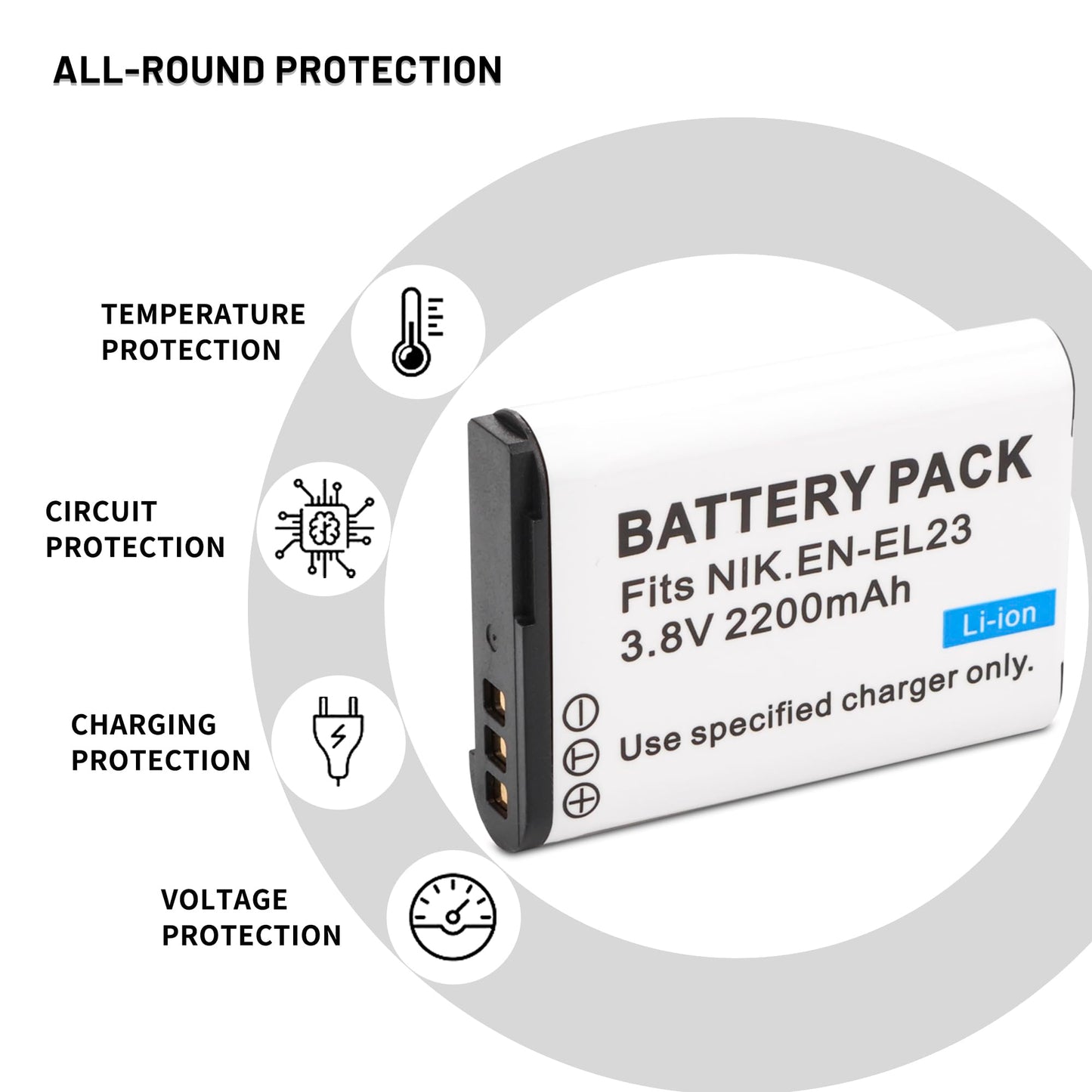 ANCBD 2 Pack EN-EL23 Batteries with Smart LCD Display Dual Channel Charger for Nikon Coolpix P900s, P900, P610s, P610, P600, B700, S810c Camera