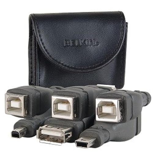 Belkin F3U149tt 3-in-1 USB Adapter Kit w/Storage Pouch - Converts USB B (M) Cable to Mini-B (M) or USB A (F) Connection!