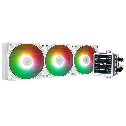 Thermalrlght FW 360 Ultra ARGB White CPU Water Cooler,3 PWM Fans Water Cooling System,IPS LCD Screen with 480x480 Resolution,for AM4/AM5&Intel