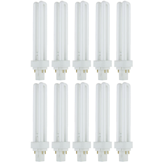 Sunlite Compact Fluorescent PLD 4 Pin Double U-Shaped Twin Tube Light Bulb, 26 Watts, 120 Volts, 4 PinG24q3 Base, 1560 Lumens, 3500K Neutral White, 10