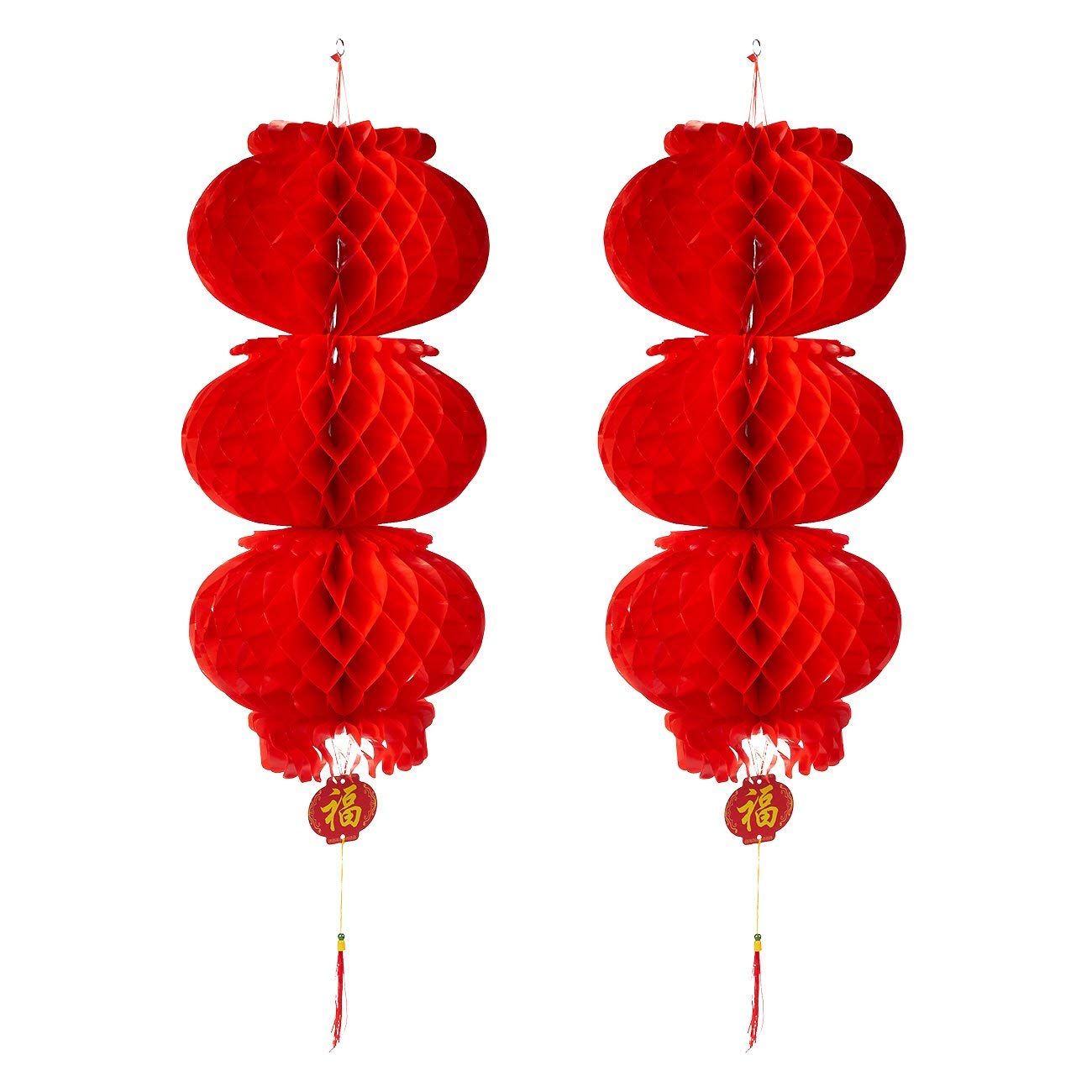 ASIAN HOME 3-Layer Red Paper Lantern Hanging Lanterns for Chinese Spring Festival, Wedding, Celebration, Lantern Festival Festive Decoration (10