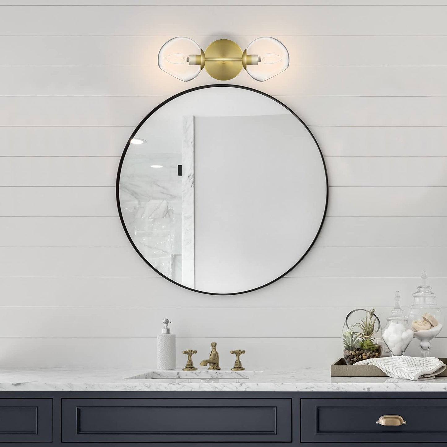 Linea di Liara Angolo Gold Wall Sconce Lighting Fixtures Modern 2-Light Bathroom Vanity Wall Light Fixture for Hallway Bedroom Wall Lighting Globe