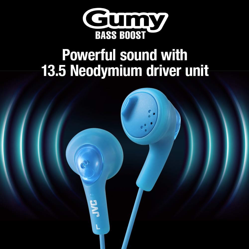 JVC Basic Gumy Earbuds Blue, Model Number: HA-F160-A, 3