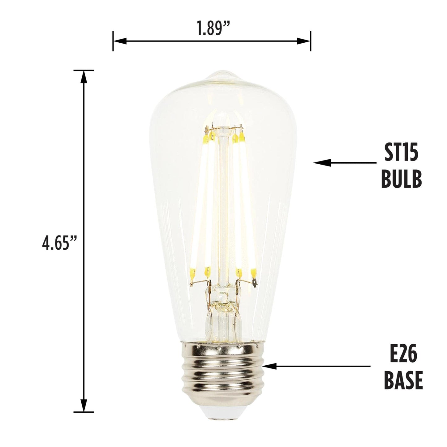 Westinghouse 4518600 4.5 Watt (40 Watt Equivalent) ST15 Dimmable Clear Filament LED Light Bulb, Medium Base