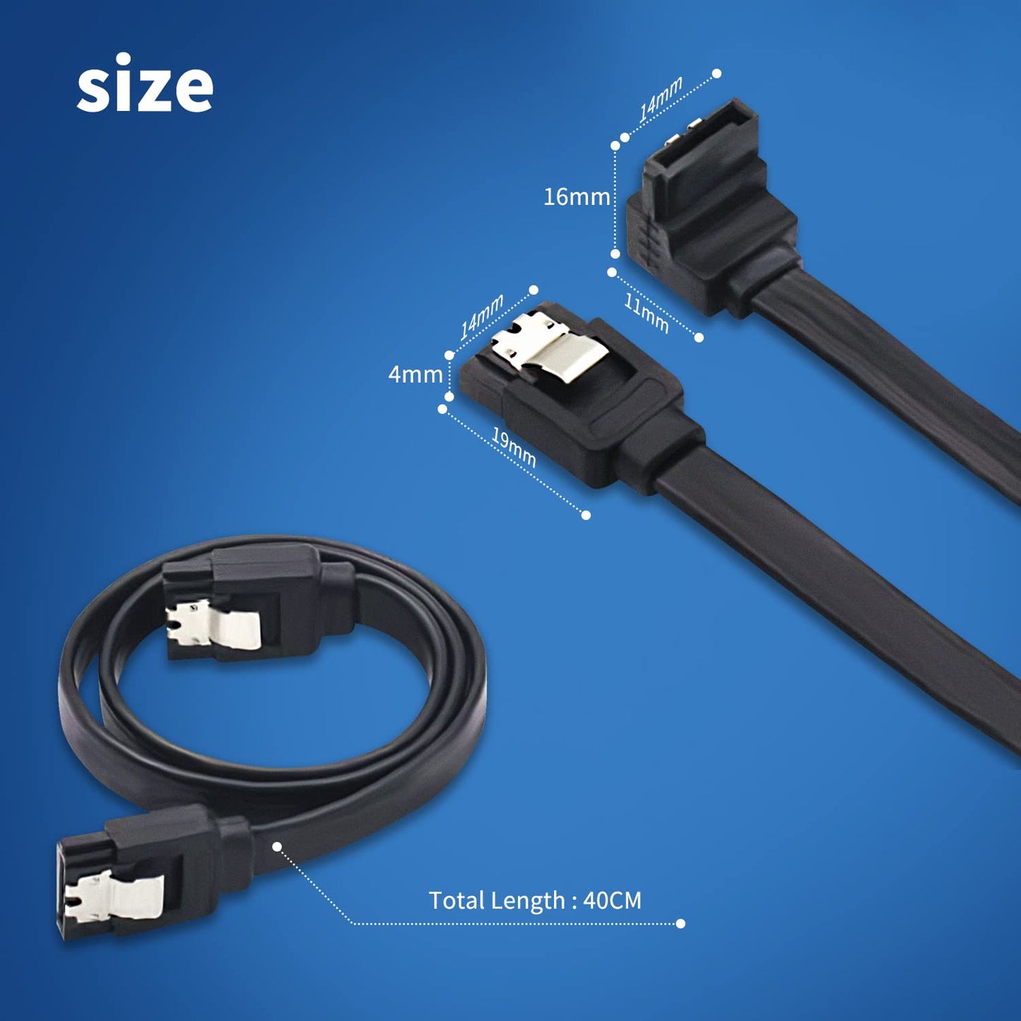 V TELESKY 6Pack Short SATA III Cable 90 Degree Right Angle and Straight? 6Gbps Cable with Locking Latch for HDD/SSD/CD and DVD Drives ?40cm