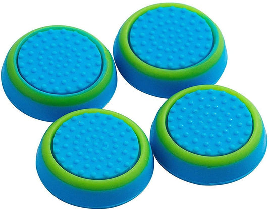4PCS Silicone Thumb Stick Joystick Analog Grip Thumbsticks Cap Cover Case for PS4 PS3 PS2 Xbox One Xbox 360 WiiU NS Pro Controller (Blue-Green)