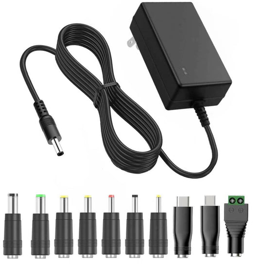 12V 2A Power Supply AC DC Adapter with 10 Tips, Universal DC in 12 Volt 2 Amp Power Cord, Converter Transformer 100-240v, 50/60HZ, 5.5x2.5mm DC…