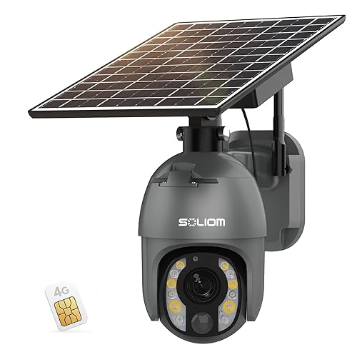 SOLIOM 5MP Security Camera Outdoor with 10X Optical Zoom, 4G LTE Cellular Security Cameras for Home Security with Battery & Solar Powered, Human
