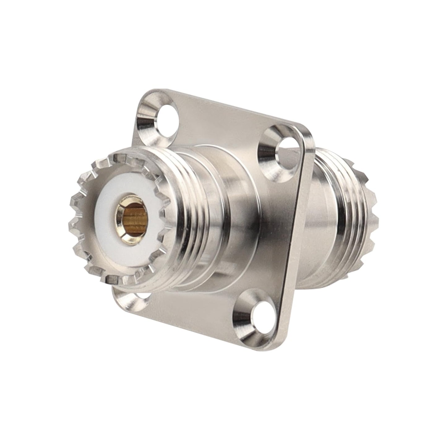 MOOKEERF 3 Pack SO239 Connectors SO239 4-Hole Flange Panel Chassis Mount Adapter UHF Female to Female SO-239 Bulkhead Connector for PL259 Male Plug